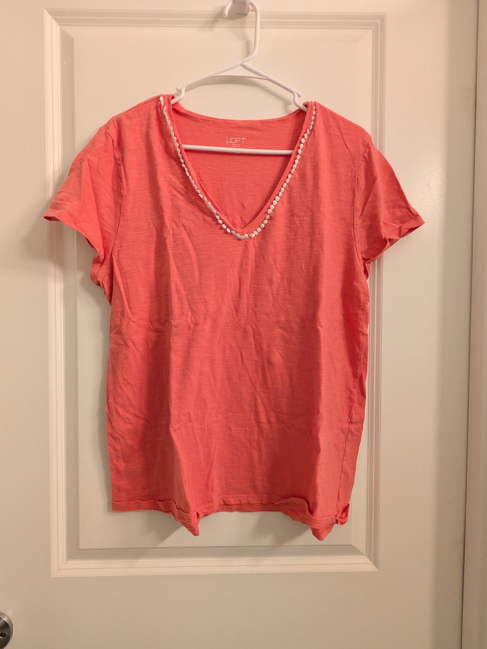 LOFT Coral-Pink V-Neck Tee
